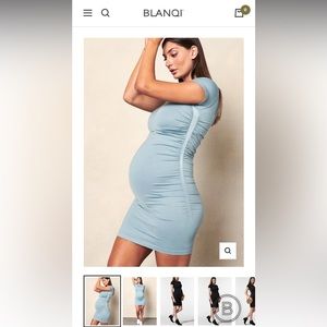 Blanqi maternity cap sleeve crew neck dress, light blue, L/XL